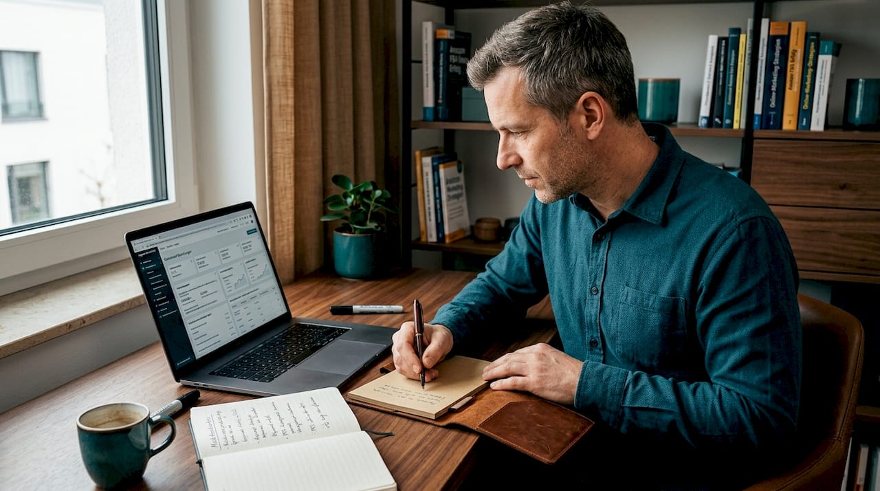 Händler analysiert Amazon-Bestseller-Rank am Laptop